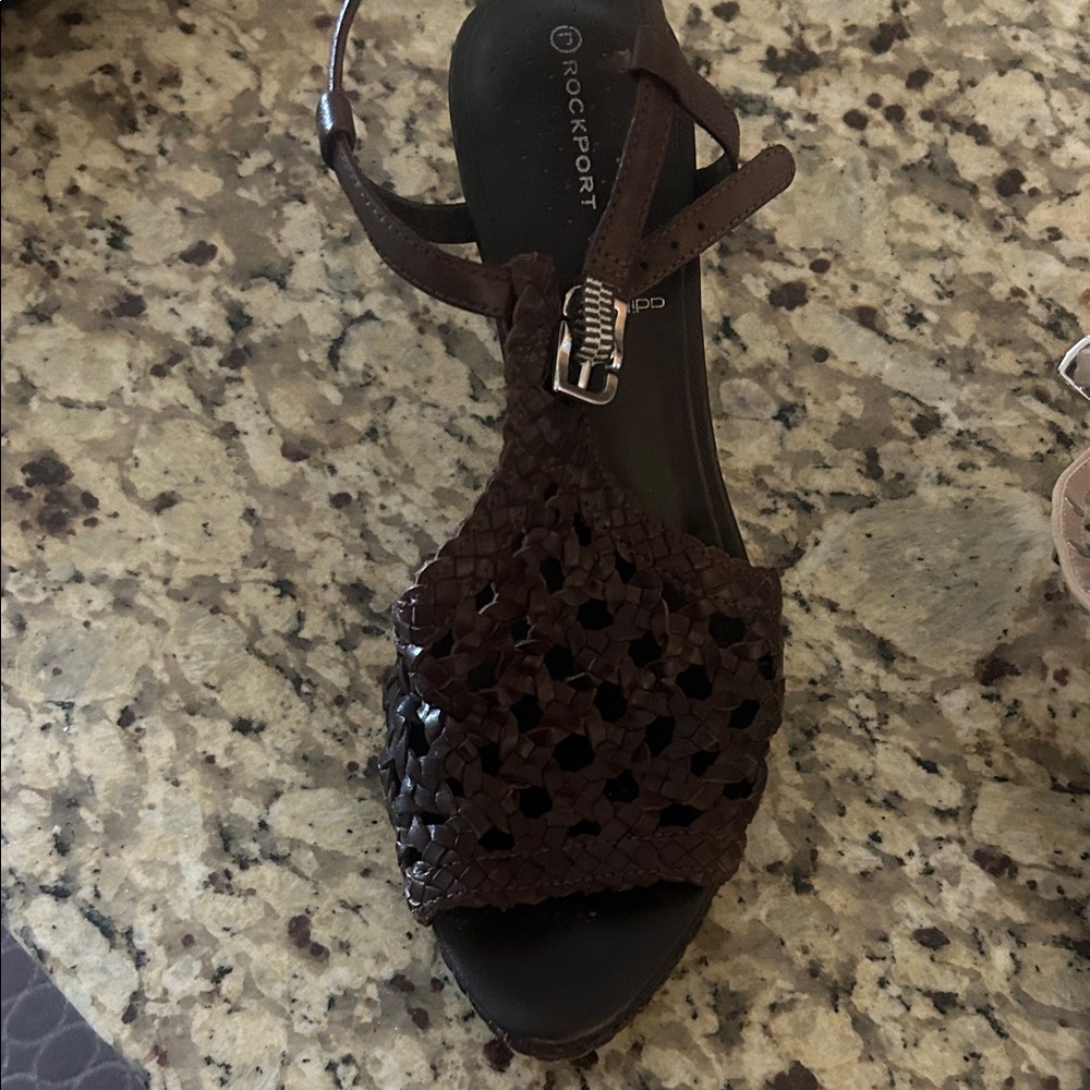 Rockport by adidas Women's Brown heeled woven Sandals